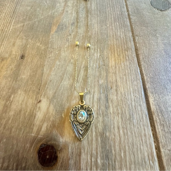 Alex and Ani Guardian Angel Wings Gold Tone Rhinestone Necklace - Picture 2 of 5